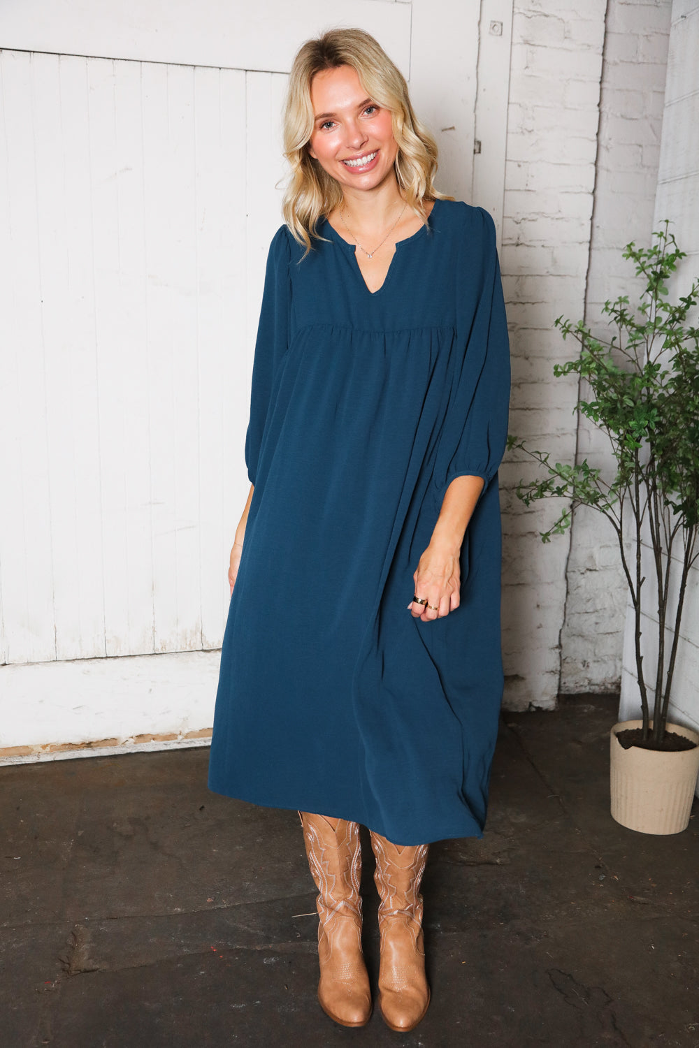 Saphire Skies Woven Crinkled Dress