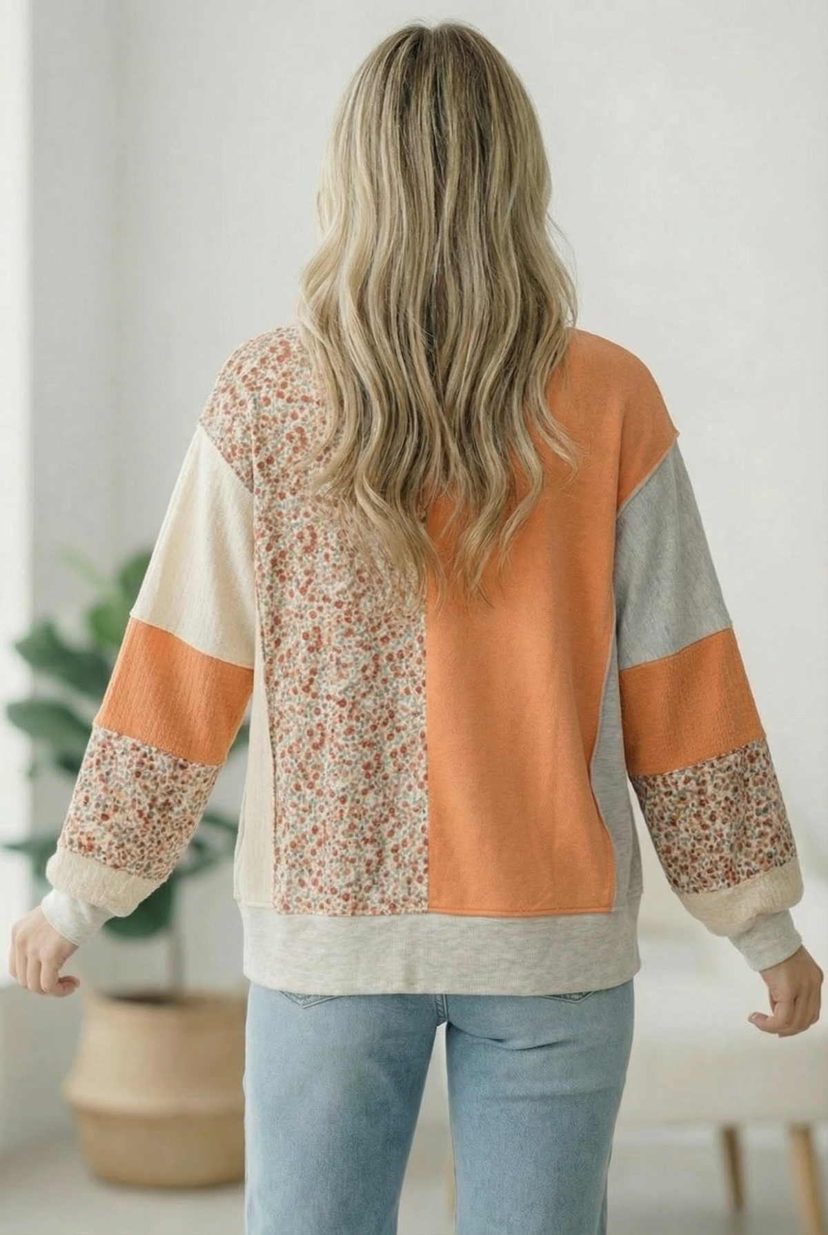 Orange Creamsicle Colorblock Pullover