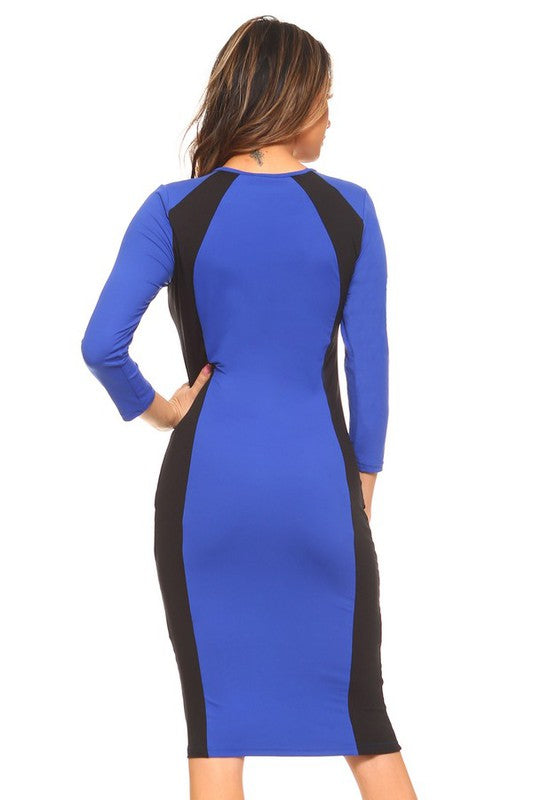 Color Block Contrast Midi Dress – Texsis Boutique